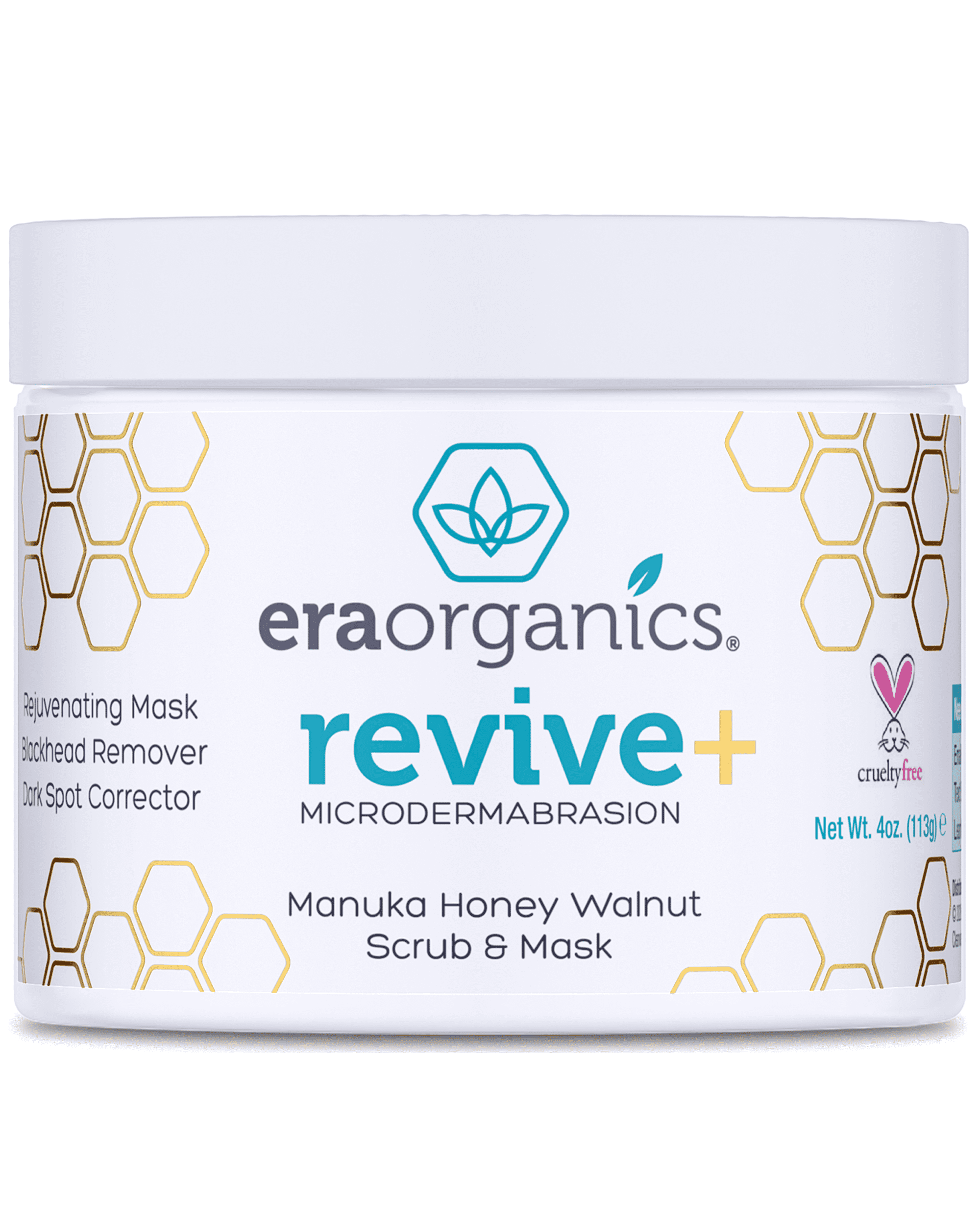 Era Organics Microdermabrasion Facial Scrub & Face Exfoliator - Spa Quality Exfoliating Face Mask with Manuka Honey & Walnut - Moisturizing Facial Exfoliant for Dry Skin, Blackheads, Wrinkles, Acne +