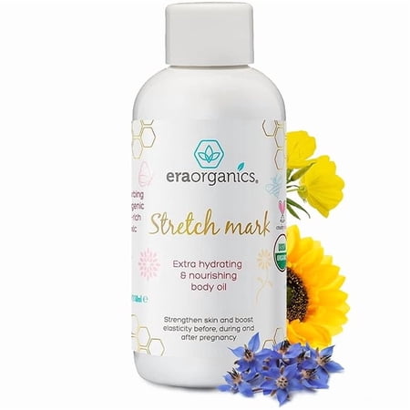 Era Organics Organic Stretch Mark Oil for Pregnancy - Extra Moisturizing Belly Oil for Pregnancy - Pregnancy Oil to Prevent Stretch Marks - Pregnancy Must Haves