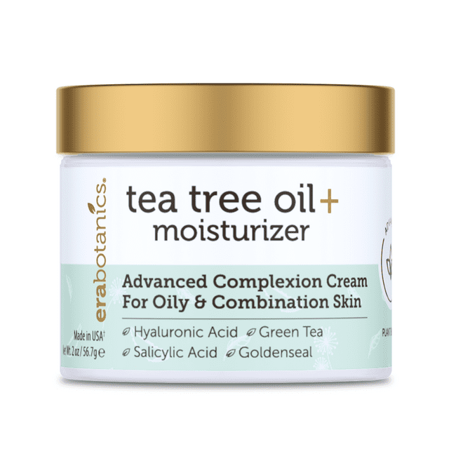 Era Organics Tea Tree Oil Face Cream - For Oily, Acne Prone Skin, Extra Soothing & Nourishing Non-Greasy Botanical Facial Moisturizer with 7X Ingredients For Rosacea, Cystic Acne, Blackheads & Redness