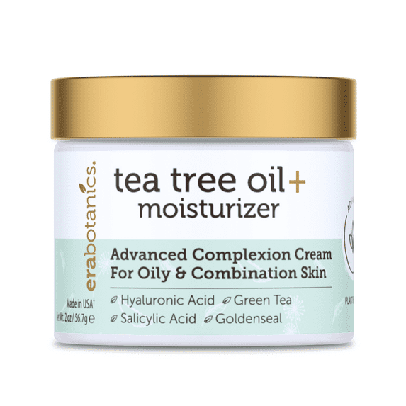 Era Organics Tea Tree Oil Face Cream - For Oily, Acne Prone Skin, Extra Soothing & Nourishing Non-Greasy Botanical Facial Moisturizer with 7X Ingredients For Rosacea, Cystic Acne, Blackheads & Redness