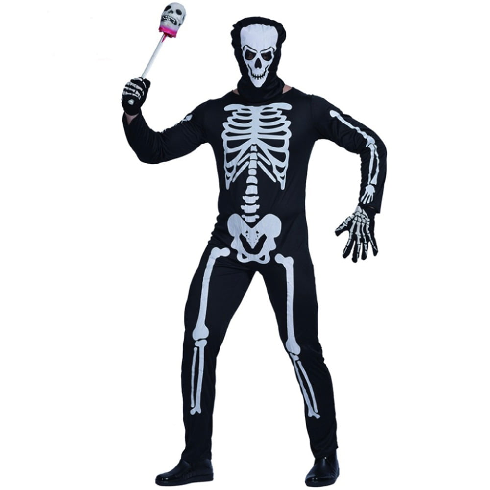 EraSpooky Men Skeleton Halloween Costume Adult Horror Skull Cosplay Outfit Party Carnival Ghost Fancy Dress up Extra Large