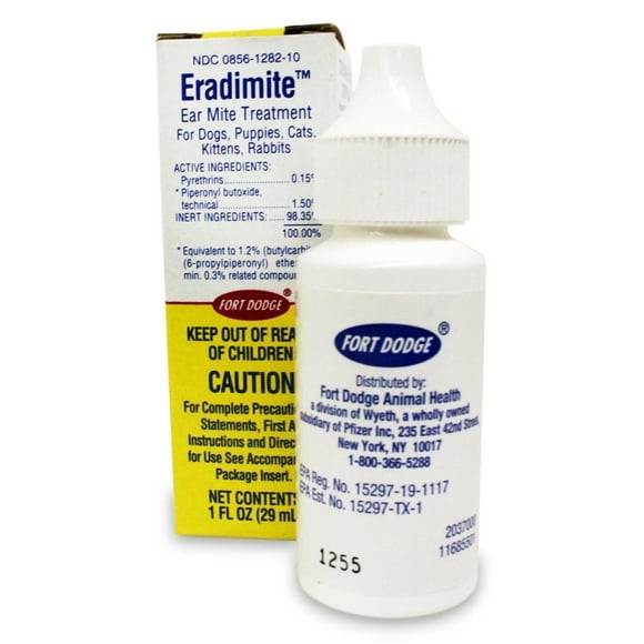 Eradimite Ear Mites Treatment and Ticks Removal for Animals 1 oz.