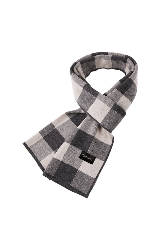 Neck scarves [mufflers], Mens Winter Warm Long Soft Scarf Plaid Tassel Scarf for Men Soft Classic Scarves