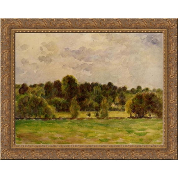 Eragny, Twilight 24x20 Gold Ornate Wood Framed Canvas Art by Pissarro, Camille
