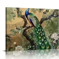 thumbnail image 1 of Erapdaur Peacock Birds Forest Wall Art Print Canvas Home Decor for Bedroom Kitchen Living Room Office, High Definition Picture Photo Prints, Elegant Wall Decor 20x16in, 1 of 6