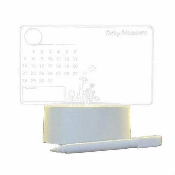 Erasable Acrylic Calendar Monthly Calendar Planner LED Night Light with Stand