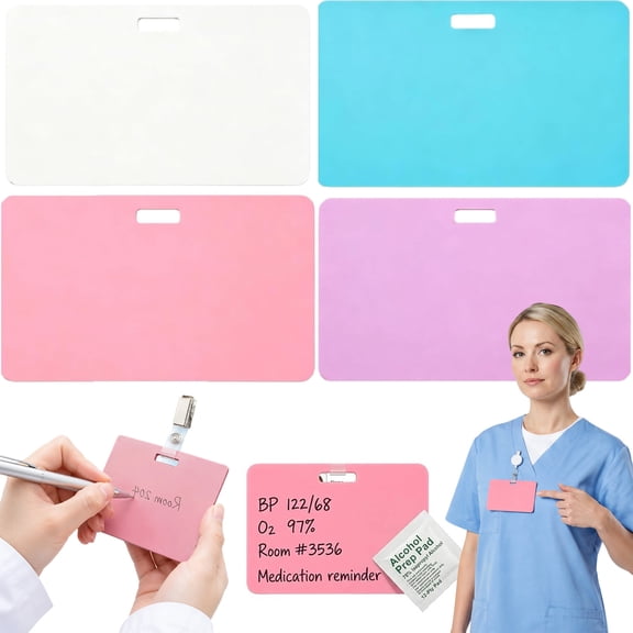 Erasable Badge Buddy Nurse Badge Buddy Erasable Notepad Reusable Sticky Notes Silicone Badge Memo Pad Vertical Portable Wipe Clean Note Board for Busy Moms Hospital Workers,Bule-Horizontal