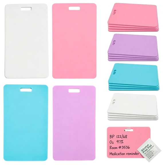 Erasable Badge Note, Erasable Silicone Badge Note, Ballpoint Pen Write & Alcohol Erasure, Reusable ID Card Badges Reel Notepad, Portable Quick Note Taking Pad for Nurses, Doctors (4pcs, Vertical)