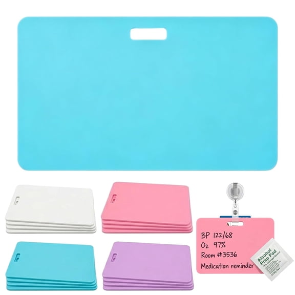 Erasable Badge Note, Erasable Silicone Badge Note, Ballpoint Pen Write & Alcohol Erasure, Reusable ID Card Badges Reel Notepad, Portable Quick Note Taking Pad for Nurses, Doctors