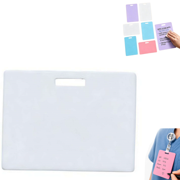 Erasable Badge Notes,Reusable ID Card Badge Reel Notepad,Colorful Erasable Silicone Badges Note,Ballpoint Pen Write & Alcohol Wipeable,Quick Report Note Pad for Nurses, Doctors
