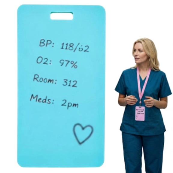 Erasable Badge Sticky Note, Reusable Silicone Badge Buddy, Ballpoint Pen Write & Alcohol Wipeable Notepad, Lightweight ID Card Badges Reel Notepad, Quick Report Note Pad for Nurses, Doctors