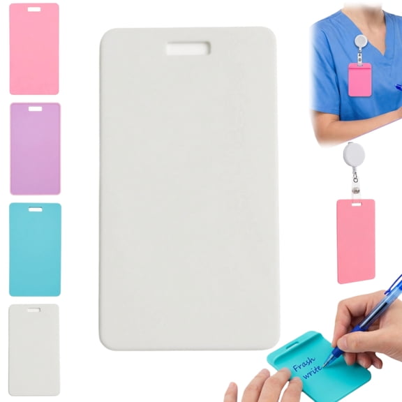 Erasable Badge Sticky Notes for Nurses Doctors, Reusable Silicone Vertical Badge Buddy,Reusable Silicone Notepad Write with Ballpoint Pen, Wipe with Alcohol(White)