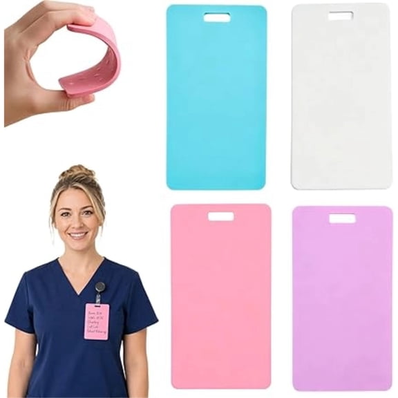 Erasable Badge Sticky Notes for Hospital Worker, Reusable Silicone Vertical Horizontal Badge Buddy, Ballpoint Pen Write&Alcohol Wipeable Notepad
