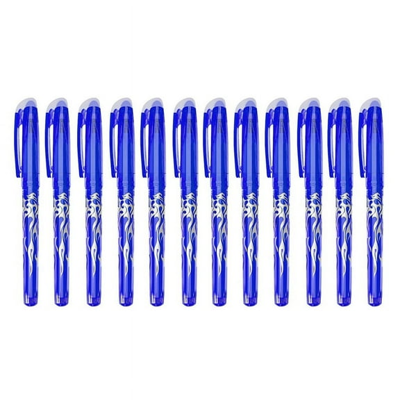 Erasable Ballpoint Pen, 12 Pcs Blue Eraser 0.5mm Refillable Rollerball