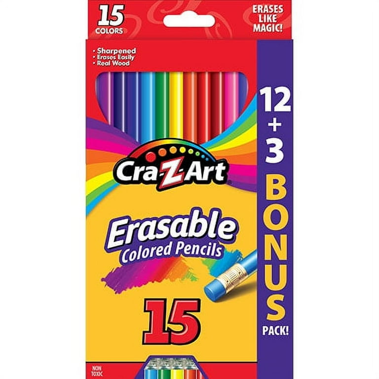 Erasable Colored Pencils, 15 Assorted Lead and Barrel Colors, 15/Set Erasable Colored Pencils, 15 Assorted Lead and Barrel Colors, 15/Set
