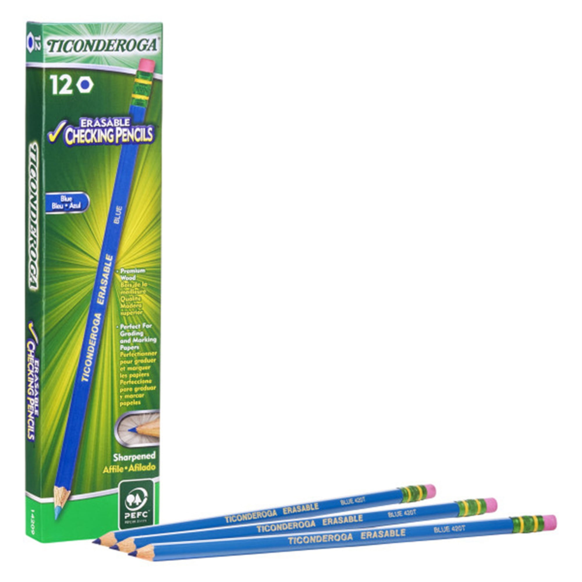 Erasable Colored Pencils, 2.6 mm, 2B, Blue Lead, Blue Barrel, Dozen Erasable Colored Pencils, 2.6 mm, 2B, Blue Lead, Blue Barrel, Dozen