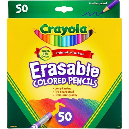Erasable Colored Pencils, 50 Count Set For Adult Coloring Books And Art Supplies, Artist Grade, Assorted Colors