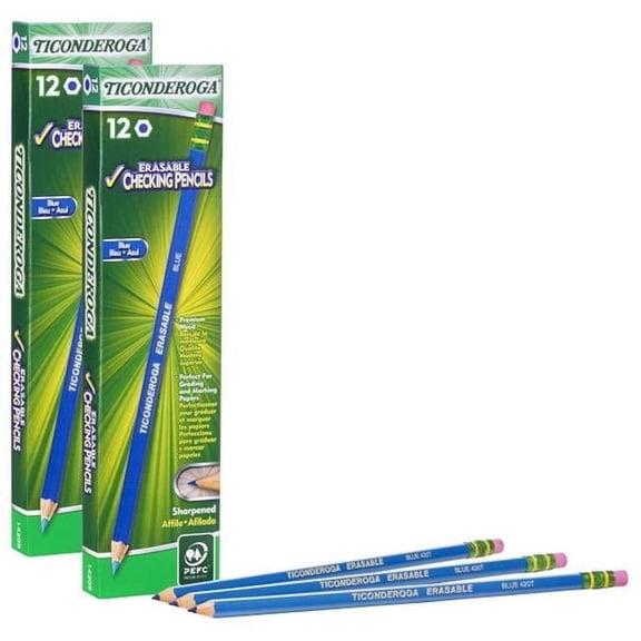 Erasable Colored Pencils Ticonderoga, Blue - 2 per Pack