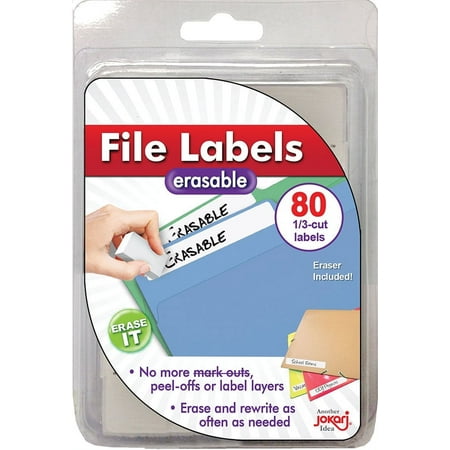Jokari Erasable File Labels, 80 Laminated 1/3-Cut, Temporary Marker Supplies