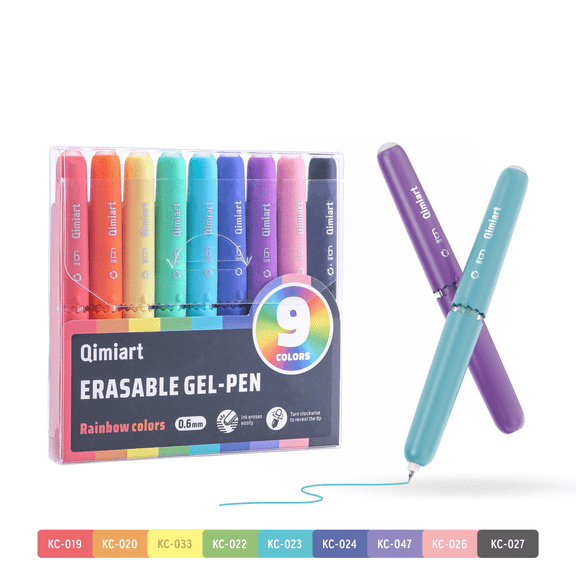 Erasable Gel Pen 0.6mm Fine Tip, 9 Pack Retractable Colors Pens