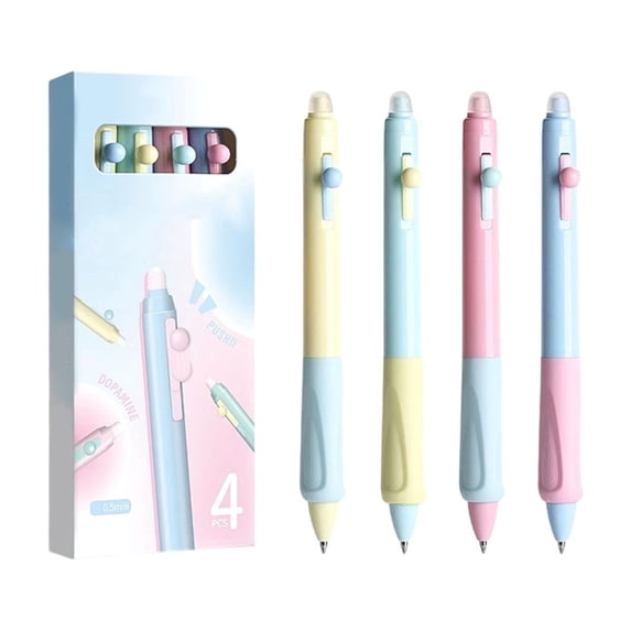 Erasable Gel Pen Set, Thermal Erasable Pens with Push Button, Fast-Dry Ink, 0.5mm Tip, Smooth Writing, 4 Pack