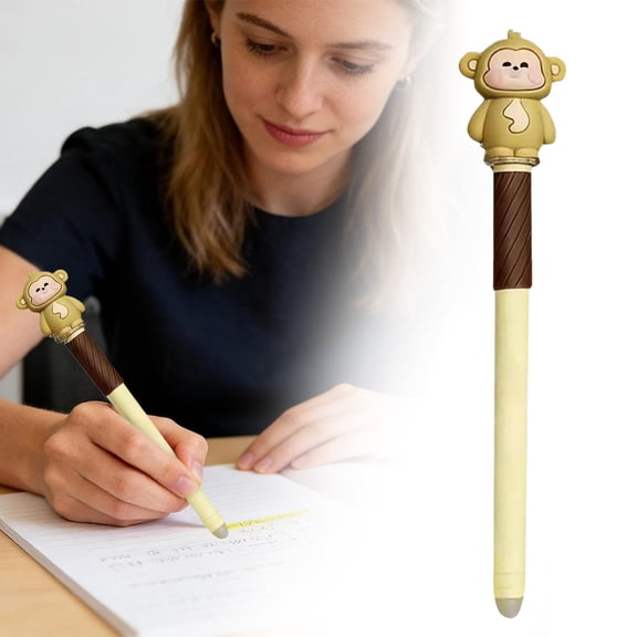 Erasable Gel Pens,0.5mm Cute Animal Design,Blue Ink,5ml,1PC (Monkey)