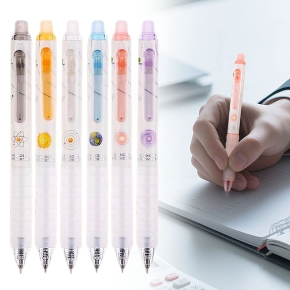 Erasable Gel Pens, 0.5mm Point, 6 Count, Black Or Blue Ink Planet Erasable Ballpoint Pens, Clicker, Make Mistakes Disappear for Writing Planner Drawing and Crossword Puzzles