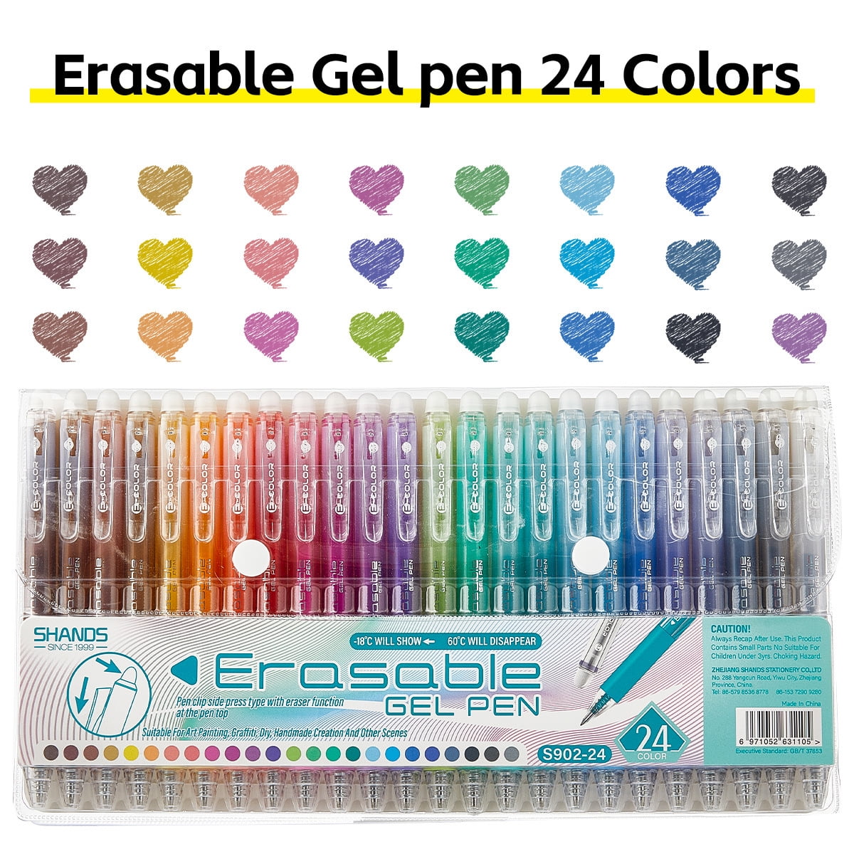 Erasable Gel Pens, 12/24/36 Colors Erasable Pens, Make Mistakes Disappear Colored Pens, Assorted Color Inks for Drawing Writing Planner,Gel Pens for Coloring