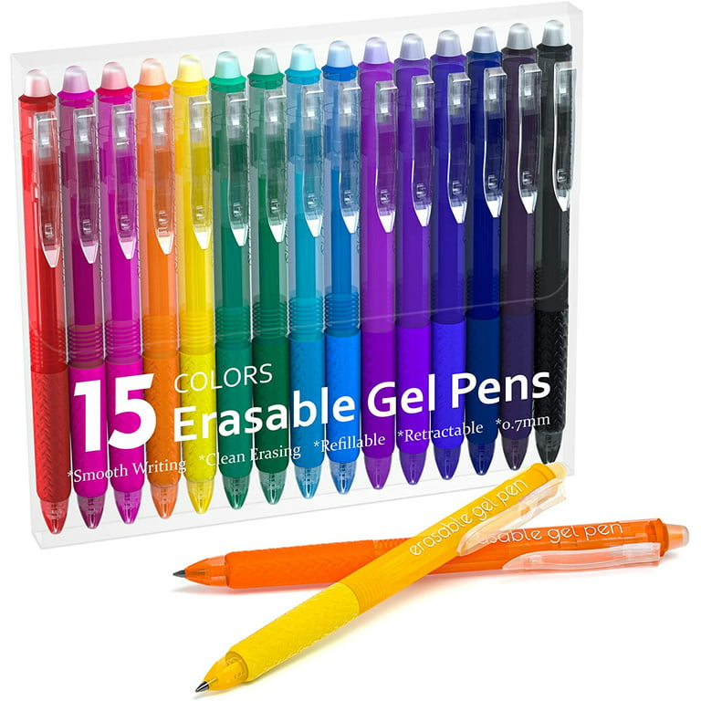 Erasable Gel Pens, 15 Colors Lineon Retractable Erasable Pens Clicker, Fine  Point, Make Mistakes Disappear, Assorted Color Inks for Drawing Writing