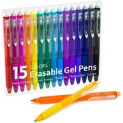 Erasable Gel Pens, 15 Colors Retractable Fine Point Erasable Pens Clicker, Assorted Color Inks, Make Mistakes Disappear for Drawing Writing Planner and Crossword Puzzles
