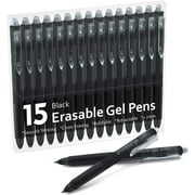 Erasable Gel Pens, 15 Pack Black Retractable Erasable Pens Clicker, Fine Point, Make Mistakes Disappear, Black Inks for Writing Planner and Crossword Puzzles