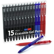 Erasable Gel Pens, 15 Pack Retractable Erasable Pens Clicker, Fine Point, Make Mistakes Disappear, 11 Black 2 Blue 2 Red Inks for Writing Planner
