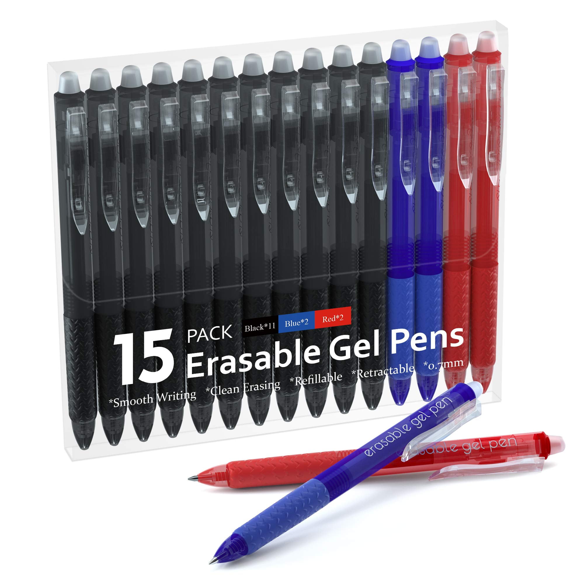 Erasable Gel Pens, 15 Pack Retractable Erasable Pens Clicker, Fine