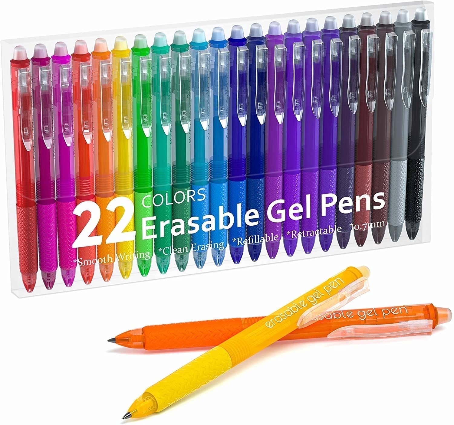Lineon, Erasable Gel Pens, 22 Bright Colors, Retractable, Fine Point ...