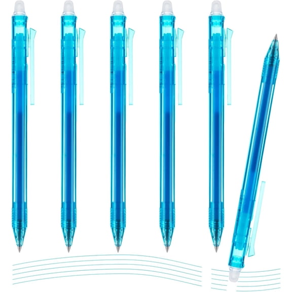 Erasable Gel Pens, 6 Pcs Erasable Pen Fine Point 0.5, Blue Erasable Gel Ink Pen with Cofort Grip and Cap, ake istakes Disappear for Drawing Writing Planner and Crossword Puzzles
