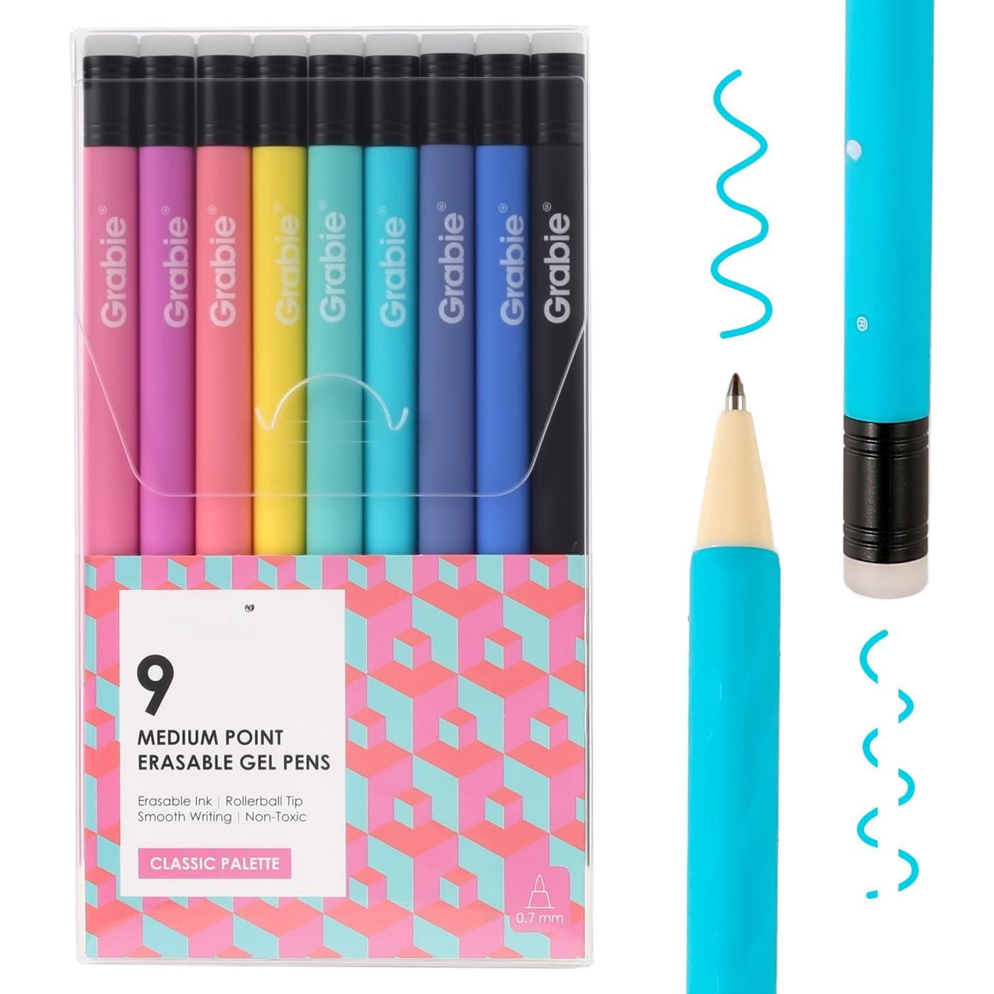 Erasable Gel Pens  Medium Point 0.7 Mm Make Mistakes Disappear For Drawing Writing Planner Pack Of 9 Assorted Colors