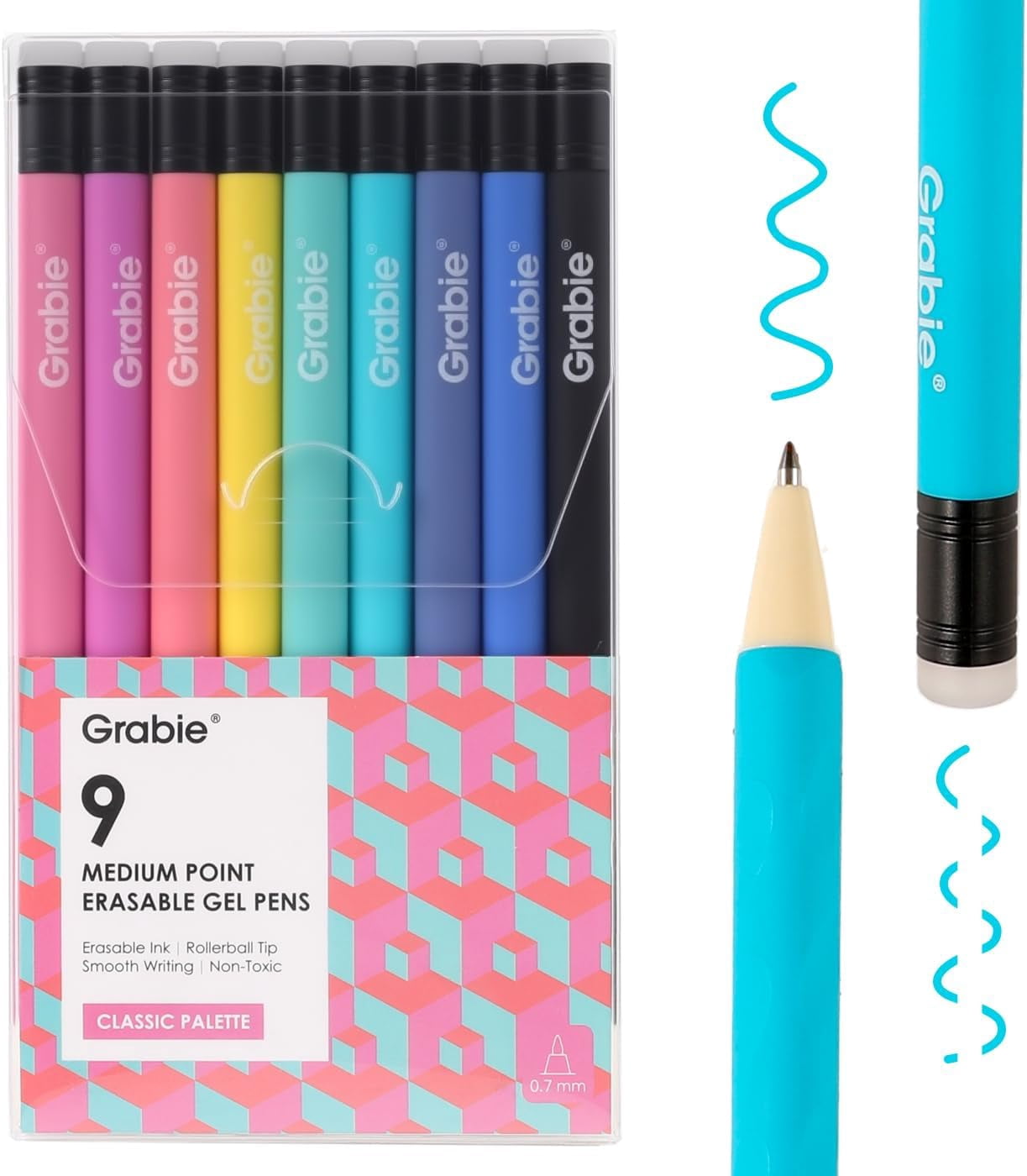 Erasable Gel Pens, Medium Point 0.7 mm Erasable Pens, Make Mistakes Disappear for Drawing Writing Planner, Pack of 9 Assorted Colors