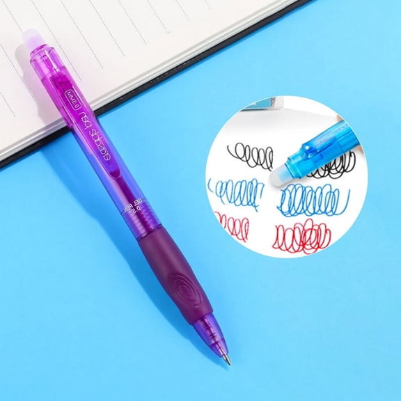 Erasable Gel pans Purple – 12 Colors Retractable 0.5mm, Comfort Grip, Mistakes Disappear, Great for Drawing Writing Planner, sch-ol Ofice Supplies