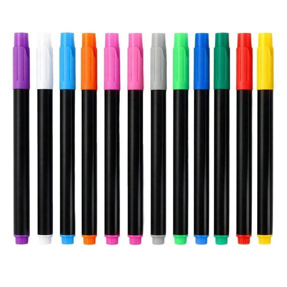 Erasable Markers Liquid Chalk Set, 12 Colors Dust Free Water Soluble Liquid Chalk, Marker for Wood Plastic Paper Metal and More Drawing Coloring and Poster Marker (0.7mlx12Pcs)(Red,12.7x0.4")