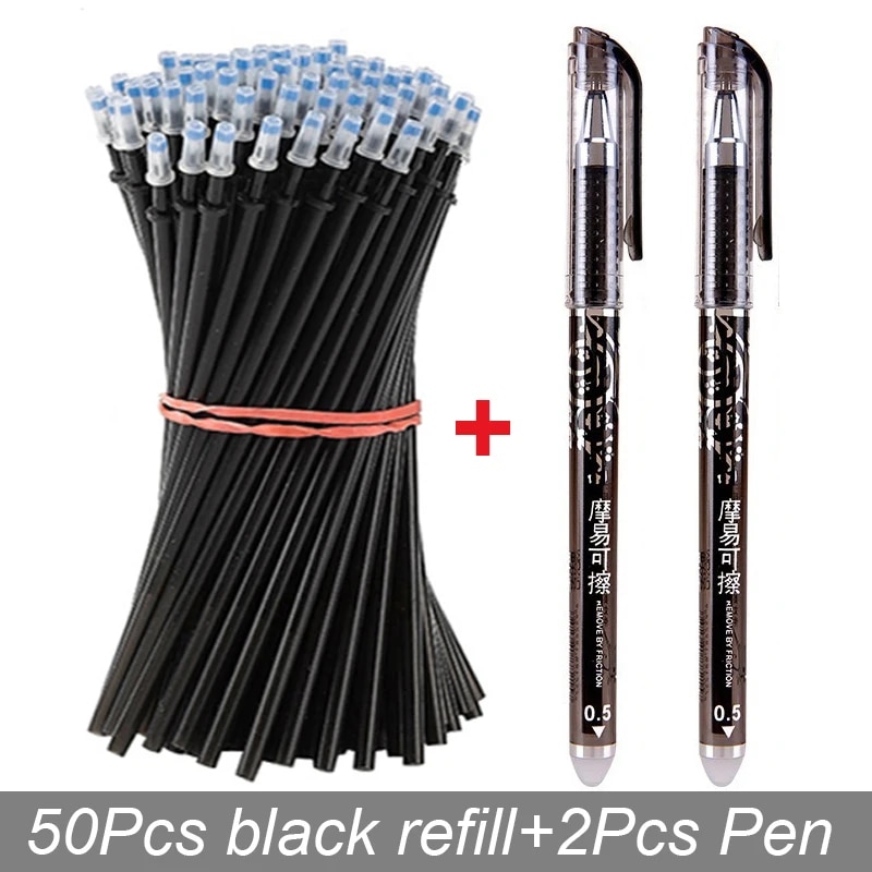 Erasable Pen Gel Pens 0.5mm Blue/Black Ink Pen Rod Refill Set For