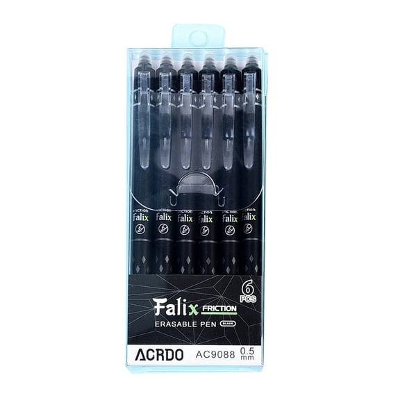 Erasable Pens, 6 Pens Per Box, Black Ink, 6 PCS Erasable Gel Ink Pens, Refillable & Retractable Pens Black Ink Smooth Writing Pens, 0.5mm Point Pen, Ideal for Schǒ-ǒl, Journaling, & Office Writing