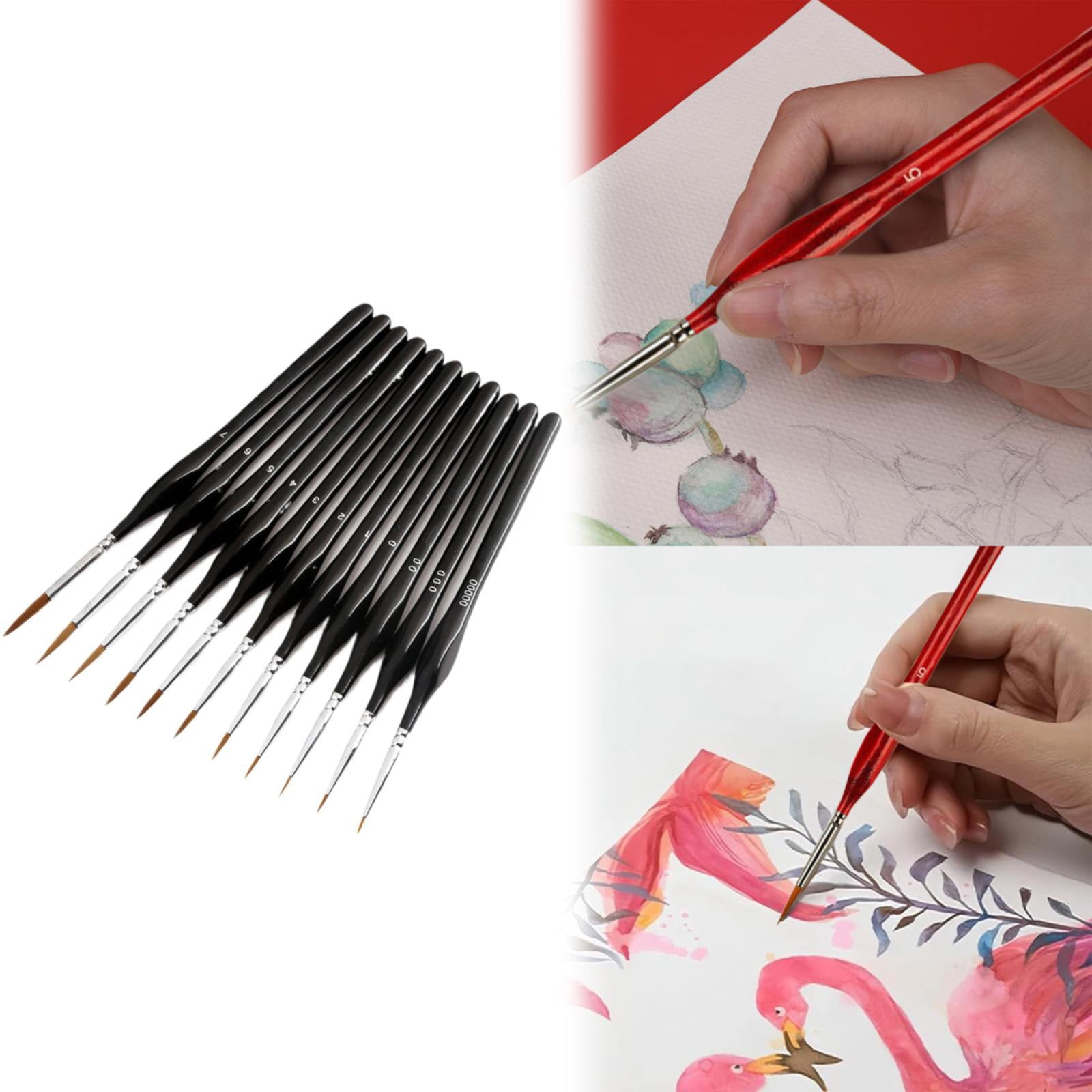 Erasable Pens Miniature Detail Paint Brush Set With Natural Wood Handle