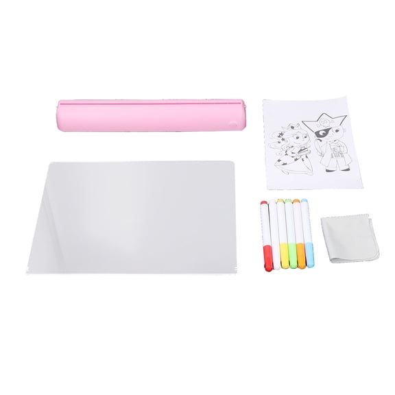 Erasable RGB LED Message Board - Portable with Stand for Home, Office, School, Cafe, Shop Use - Pink