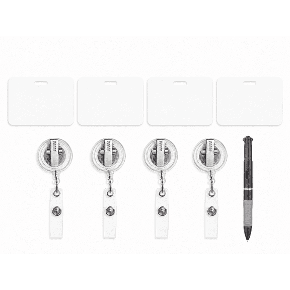 Erasable Silicone Badge Sticky Notes – Reusable Horizontal/Vertical Notepad, Alcohol Wipeable, ID Badge Reel Accessory for Nurses, Doctors, Teachers, Students, Office(Horizontal,White 4P)