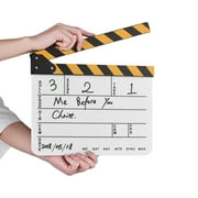 Erase Acrylic Director Film Clapboard Movie TV Cut  Scene Clapper Board Slate with Yellow/Black Stick, White
