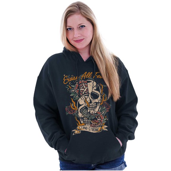 Erase All Fears Snake Skull Tattoo Hoodie Sweatshirt Women Men Brisco Brands S