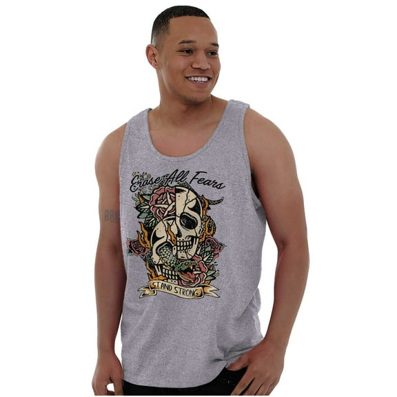 Erase All Fears Snake Skull Tattoo Plus Size Graphic Tank Top Brisco Brands 2X