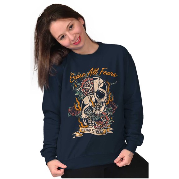 Erase All Fears Snake Skull Tattoo Sweatshirt for Men or Women Brisco Brands S