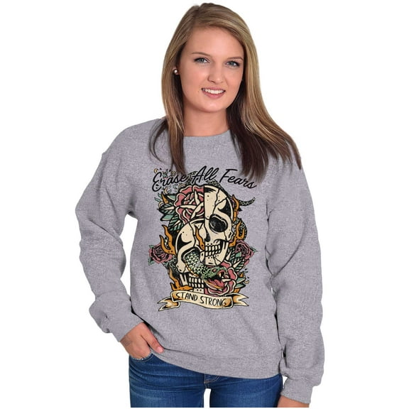 Erase All Fears Snake Skull Tattoo Sweatshirt for Men or Women Brisco Brands S