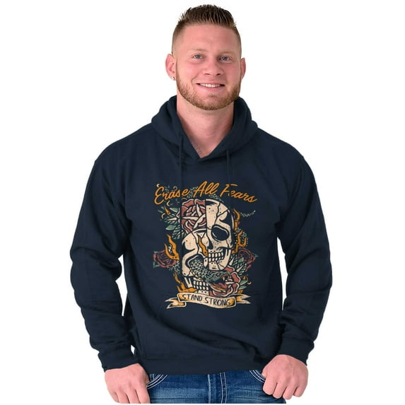 Erase All Fears Snake Skull Tattoo Unisex Plus Fleece Graphic Hoodie Brisco Brands 2X